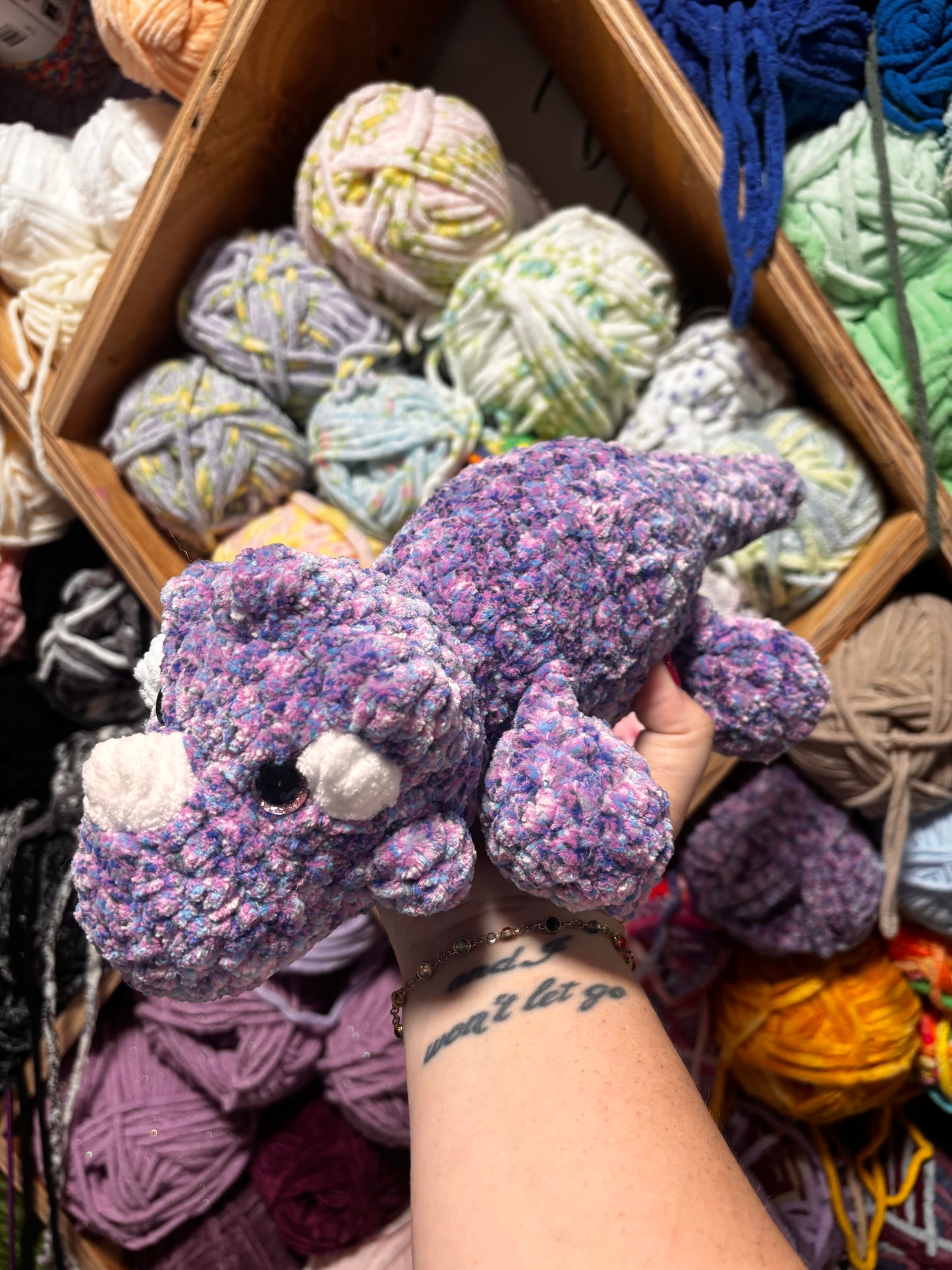 Tina the Crocheted Triceratops