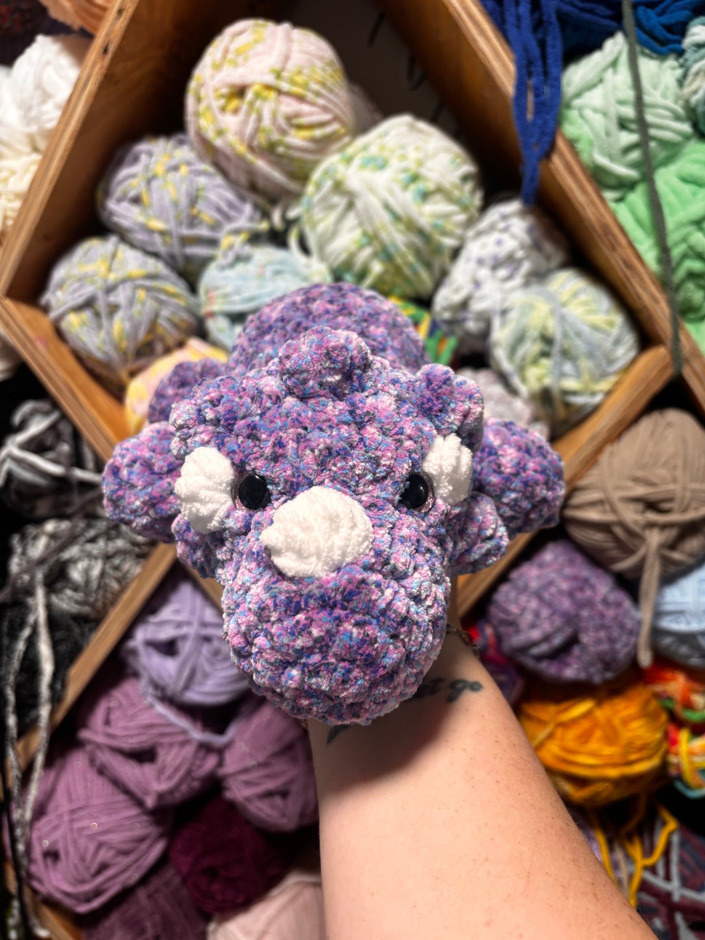 Tina the Crocheted Triceratops
