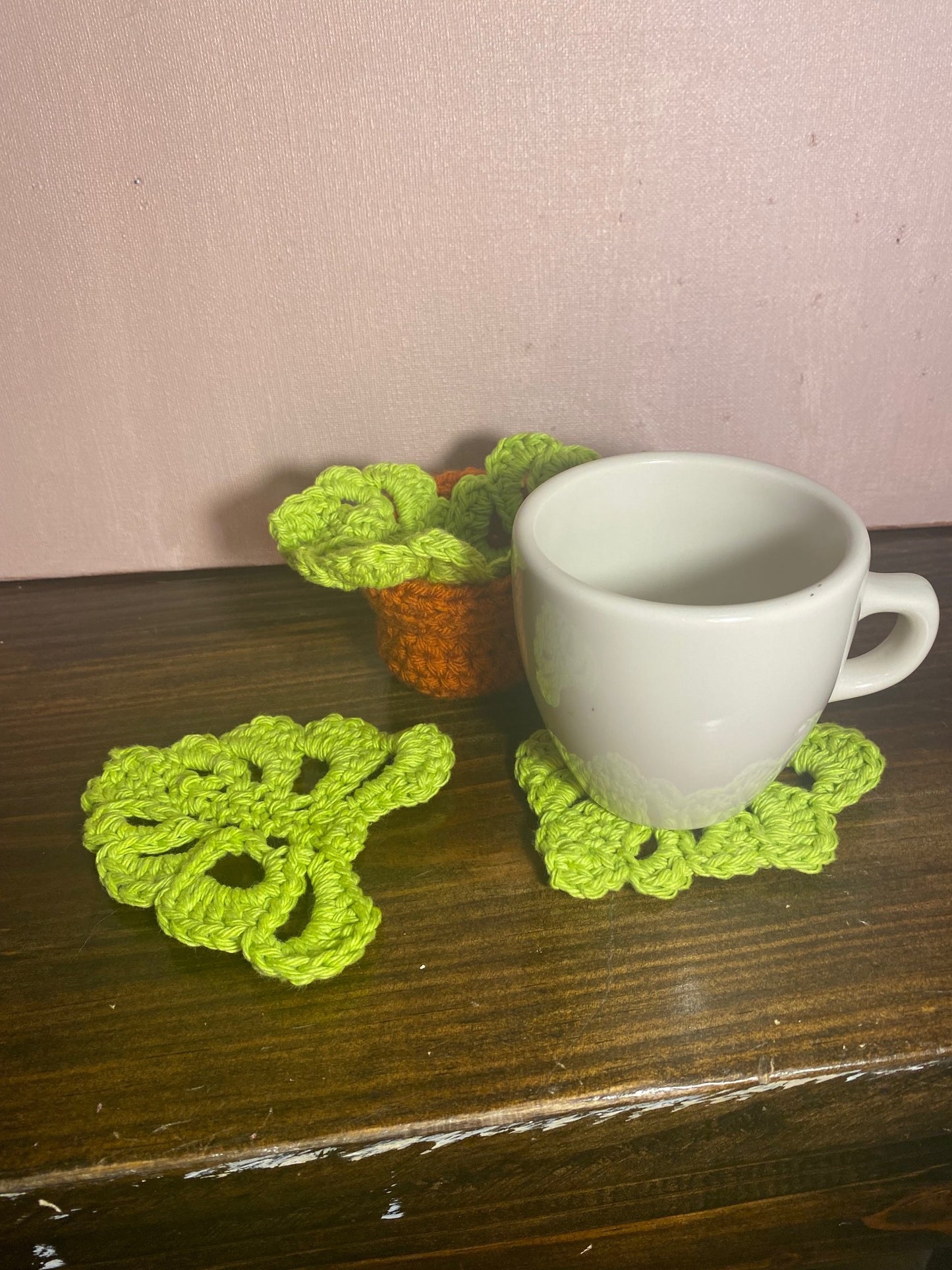 Monstera Leaf Coasters with Pot