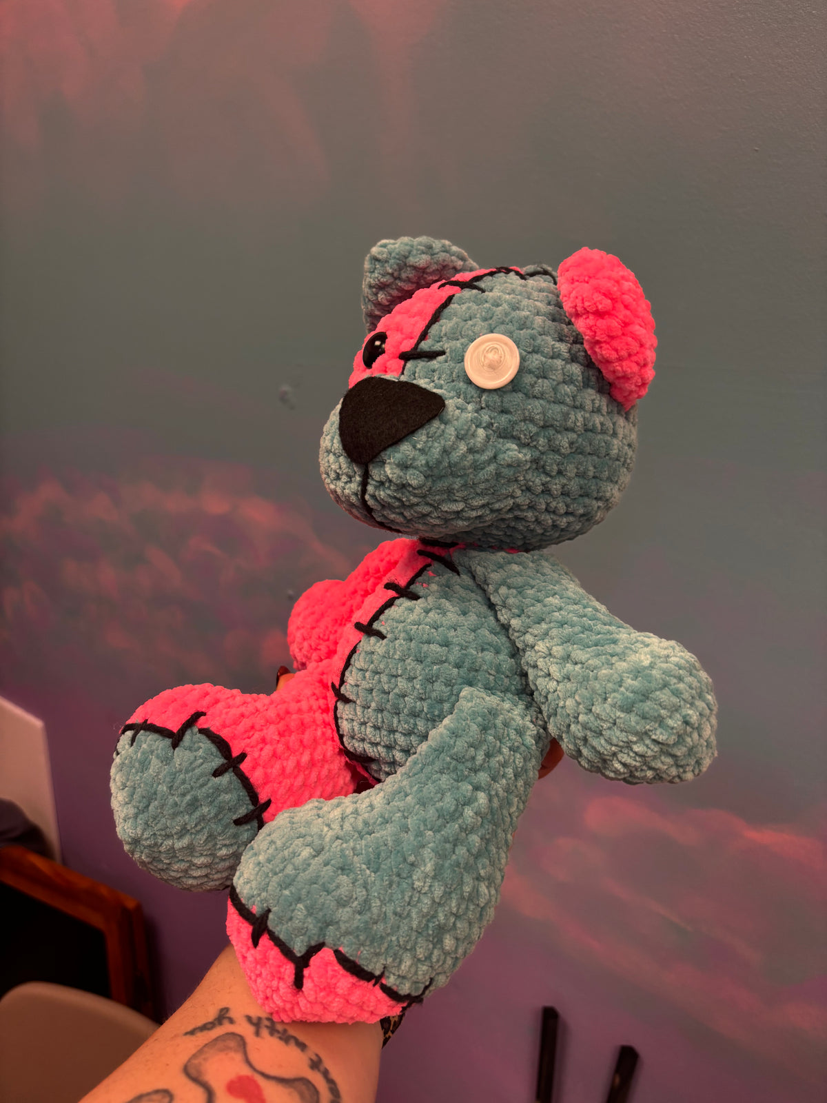 Zombie Bear Crochet Two Tone Bear