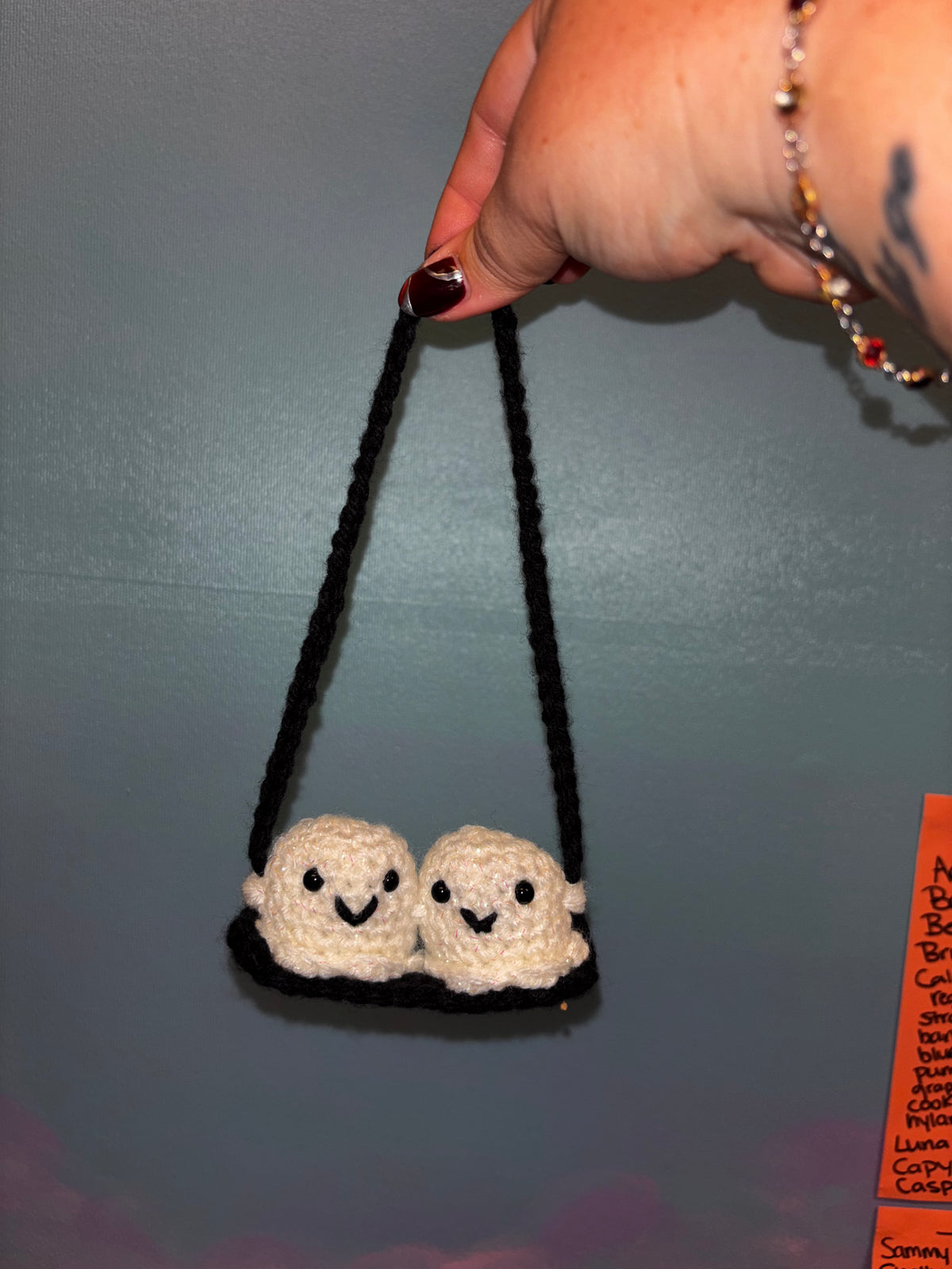 Ghost Besties Car Swing Crochet ghost car swing