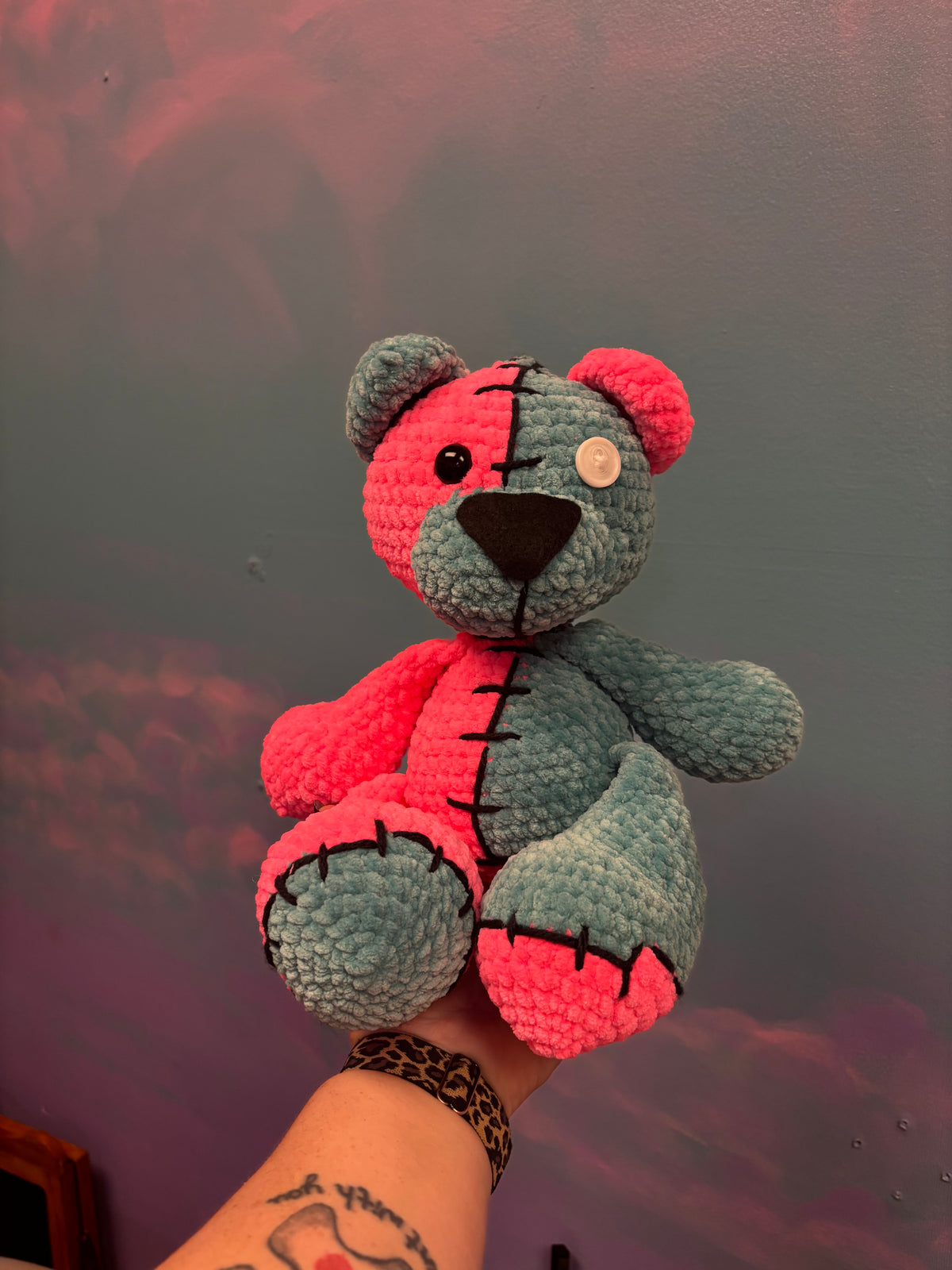 Zombie Bear Crochet Two Tone Bear
