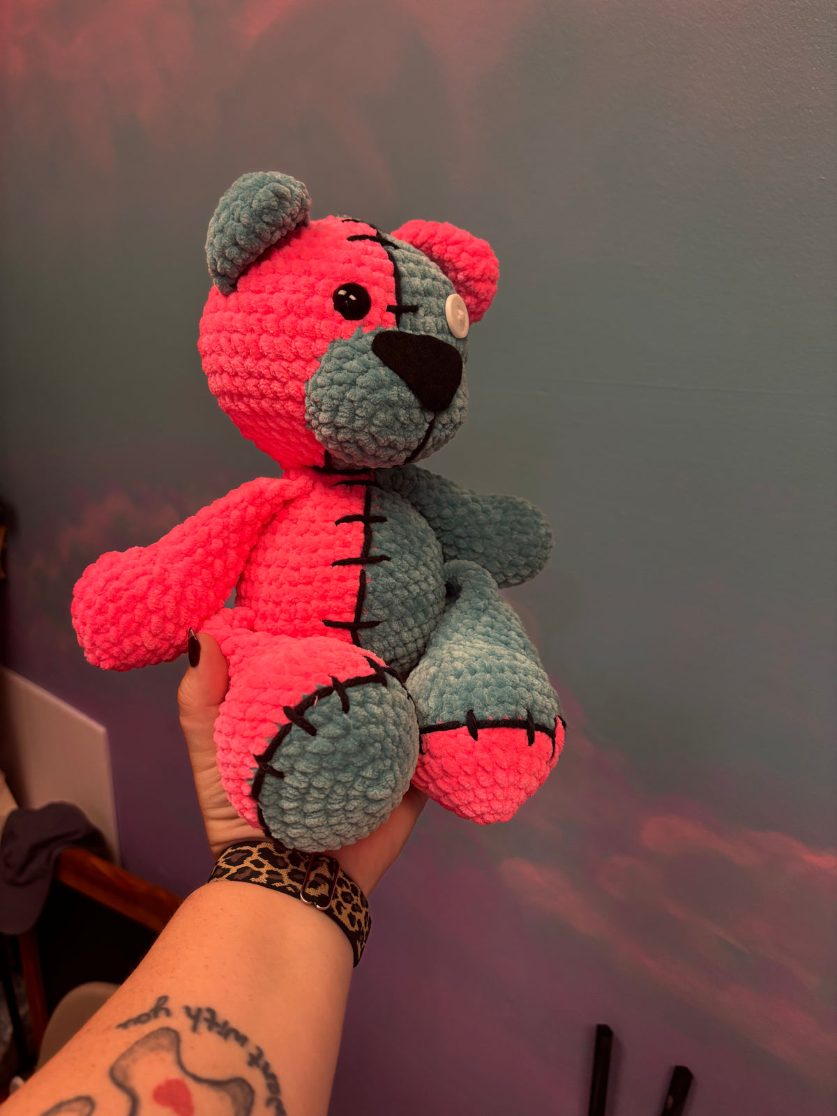 Zombie Bear Crochet Two Tone Bear
