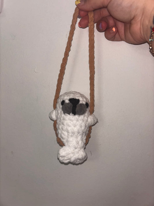 Crocheted Seal Car Swing