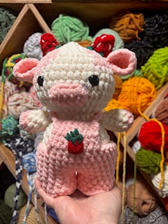 Strawberry Cow Crocheted Handmade plush