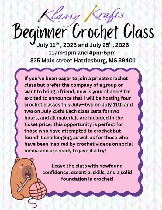 July Beginner Crochet Class