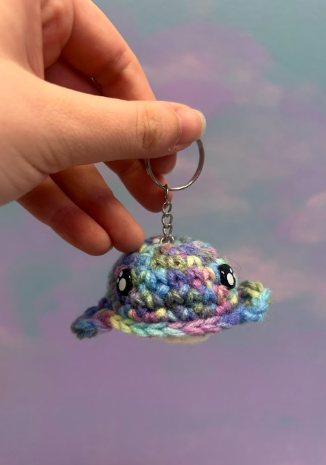 Crocheted Whale Keychain